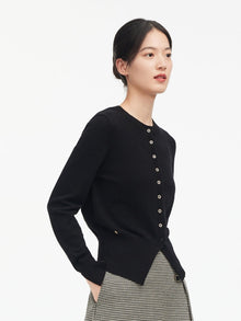Designed Knitted Cardigan | Black