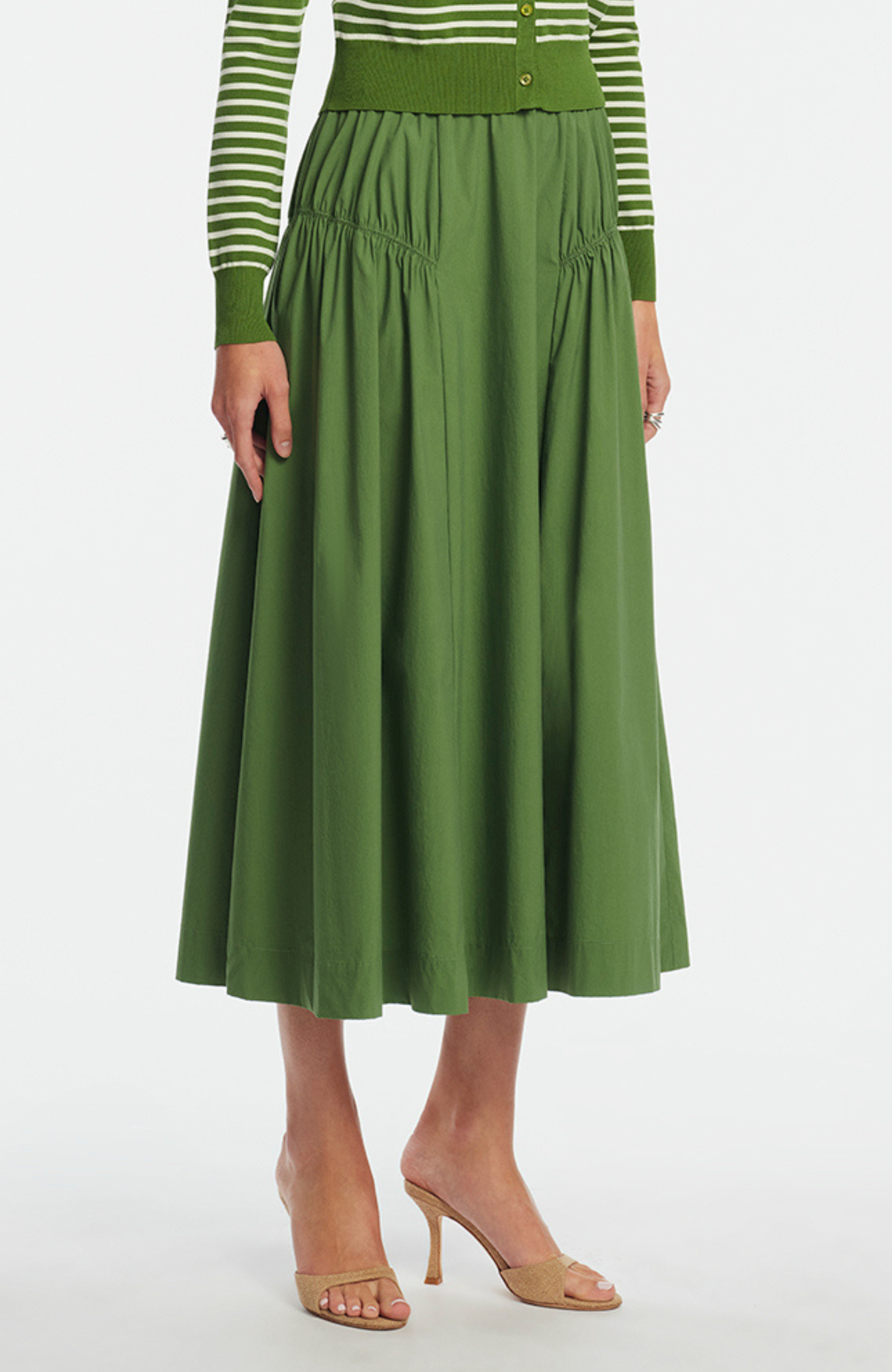 Tech Poplin Shirred Skirt | Cactus
