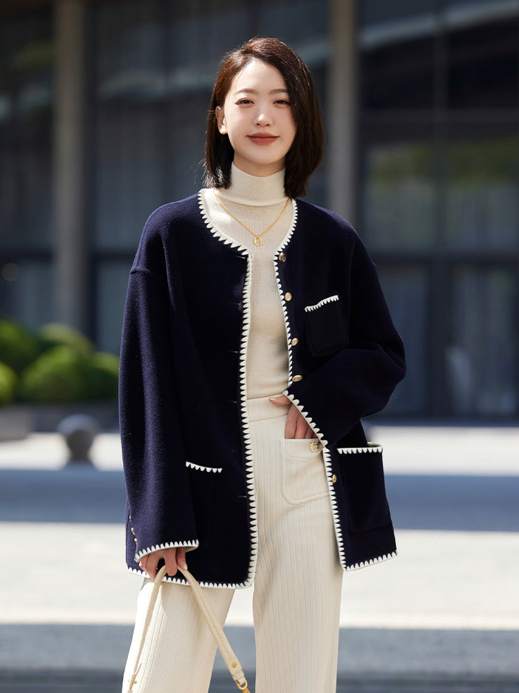 Parisian-Style Oversized Coat | Navy