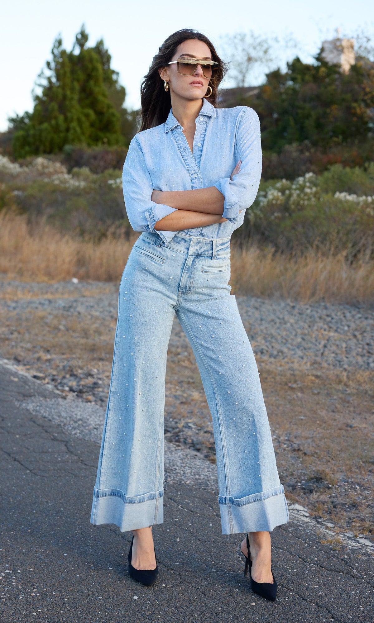 Raquel Pearl Denim Jeans | Light Blue/Pearl