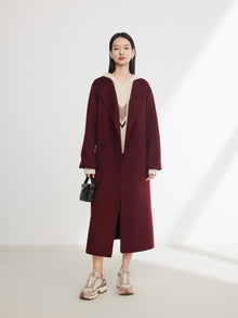 Pure Cashmere Coat | Wine Red