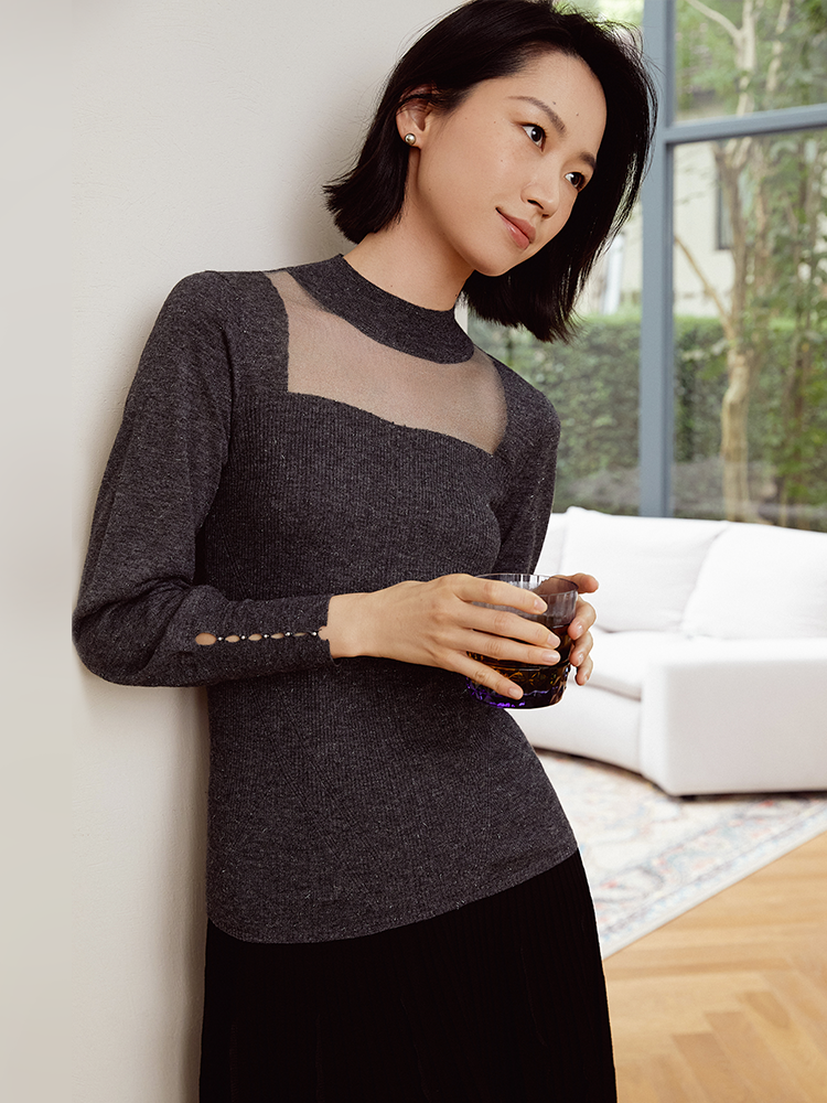 Elegant Wool Knit Sweater | Grey