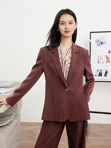 Wool Blazer | Wine Red
