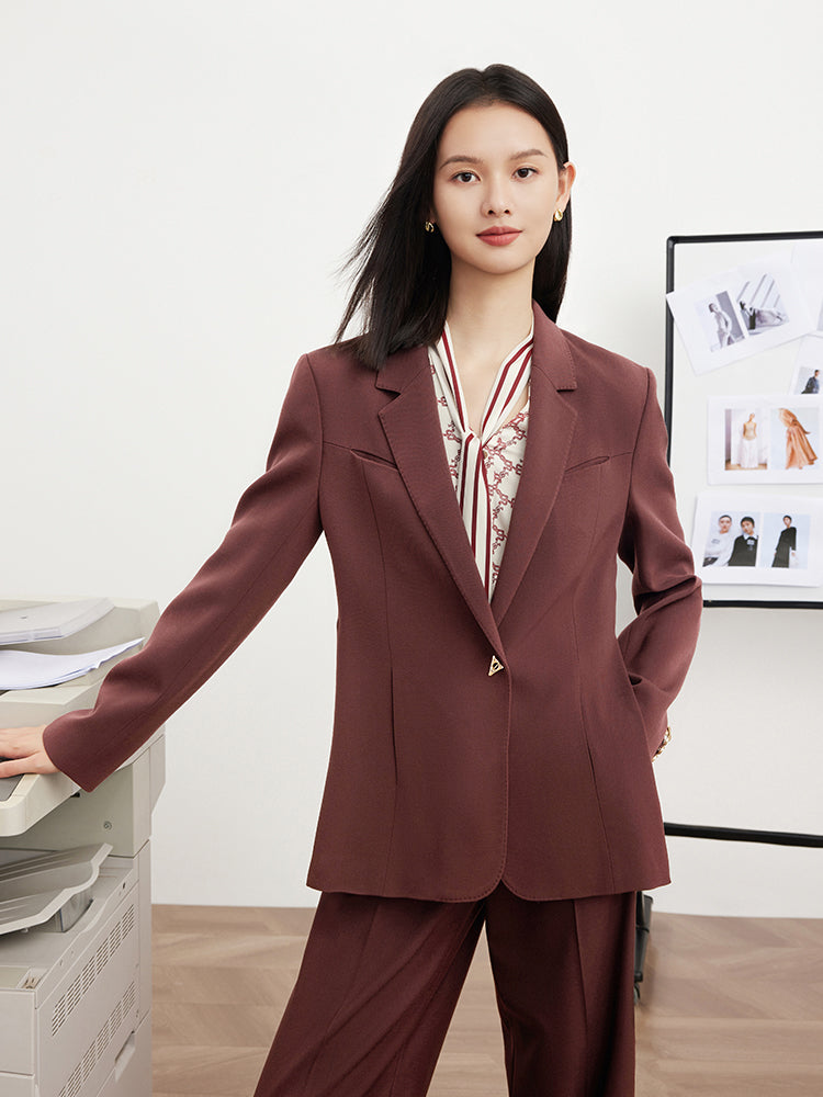 Wool Blazer | Wine Red