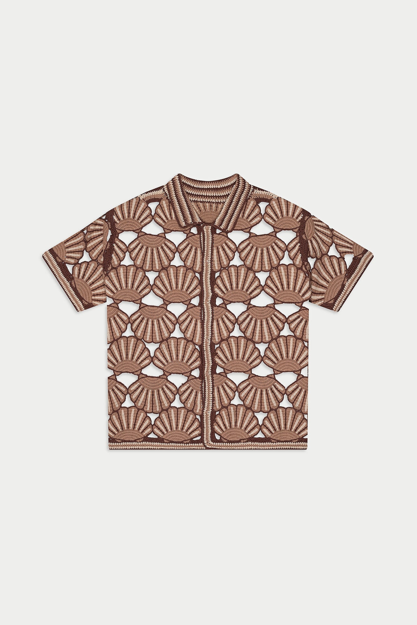 Seashell Crochet Knit Shirt | Beige