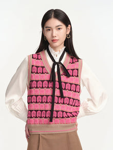 Jacquard-Knit Gilet | Pink