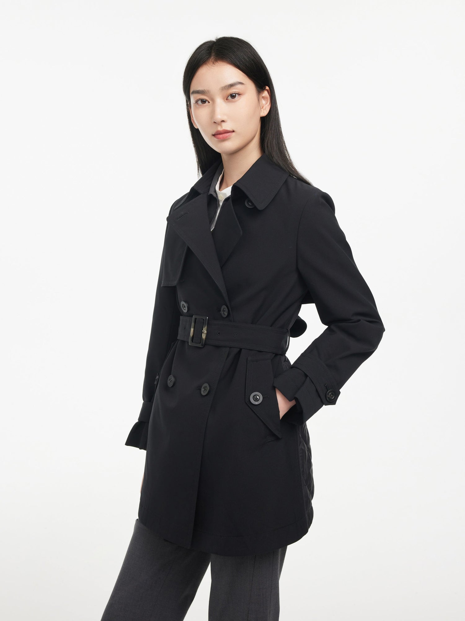 Trench-Style Down Jacket | Black