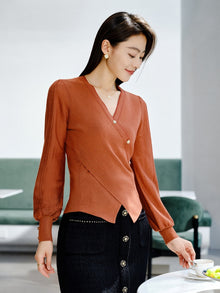 Wool V-Neck Sweater | Orange