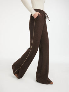 Bootcut Slit-Hem Knit Pants | Brown