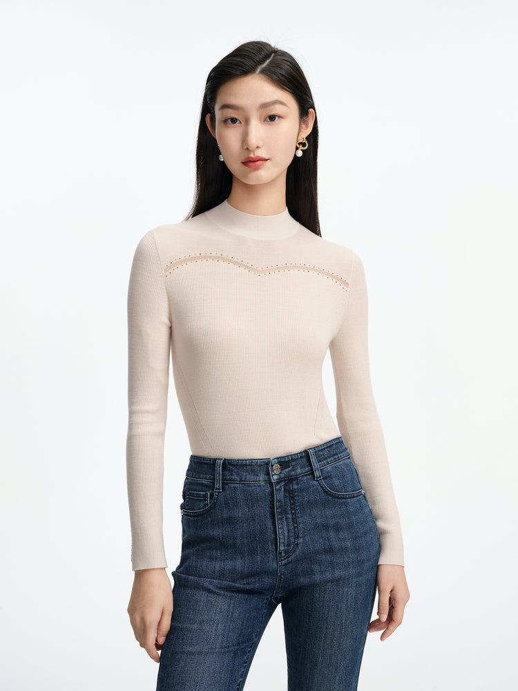 Long-Sleeve Knit Top | White
