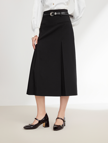 Wool Midi Skirt | Black