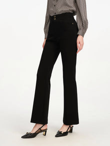 High Waist Flared Legs Pants | Black