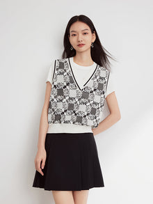 Jacquard Knit Vest | Black