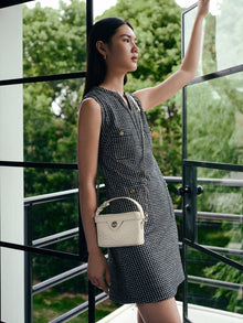 Sleeveless Gingham Maxi Dress | Black