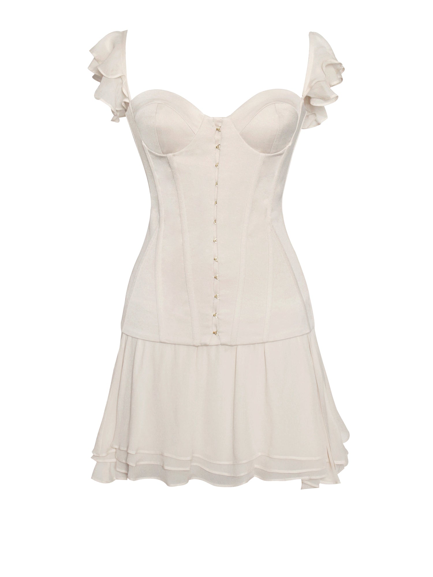 Marica Satin Corset Mini Dress | Beige