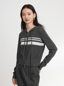 Hooded Knitted Cardigan | Grey