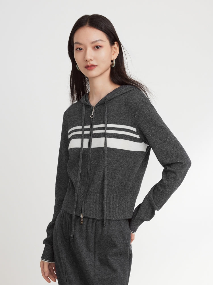 Hooded Knitted Cardigan | Grey