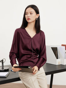 Long-Sleeved Blouse | Wine Red