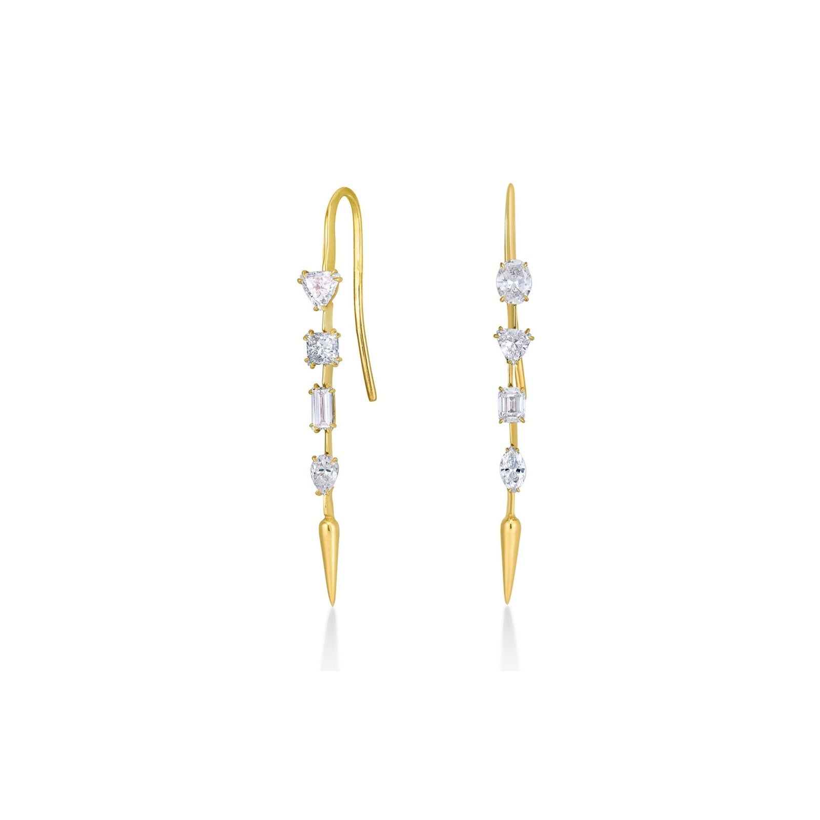 Quill + Multi Diamond Drop Earrings