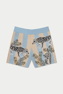Snow Leopard Knit Short | Blue