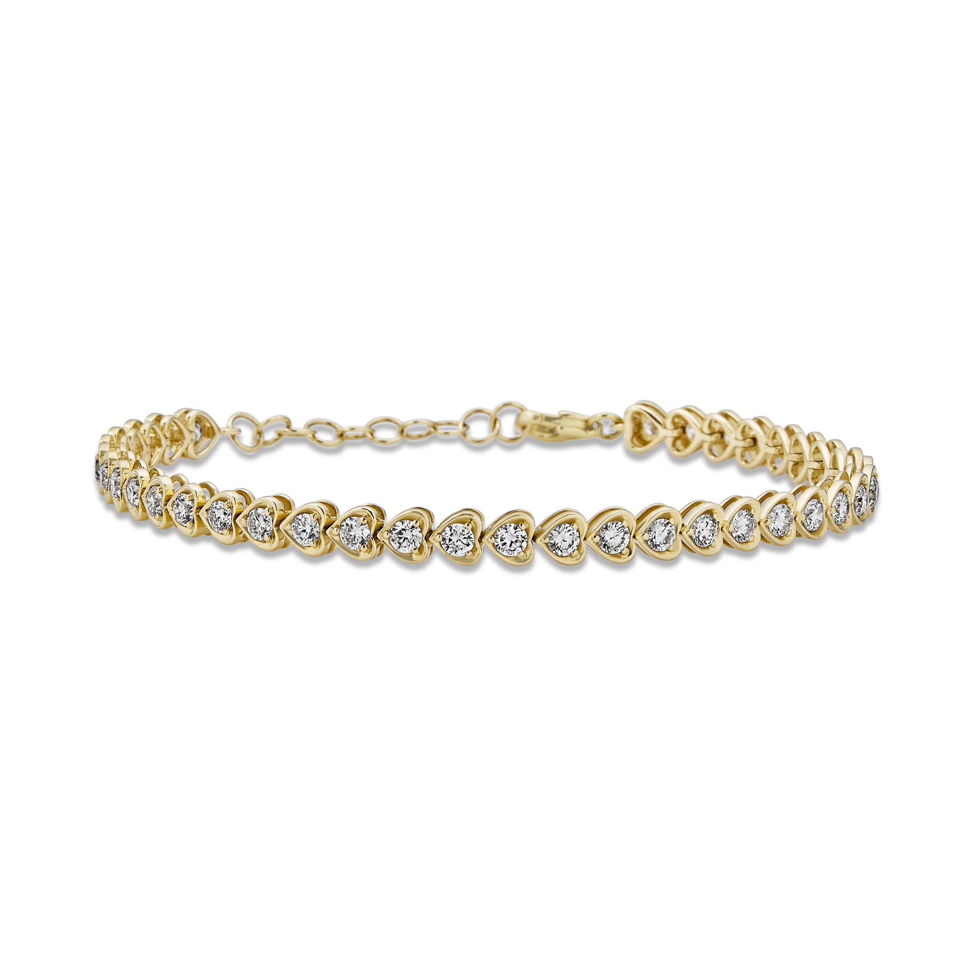 Stone and Strand 14K Yellow Gold Heart to Heart Diamond Tennis Bracelet Front Image