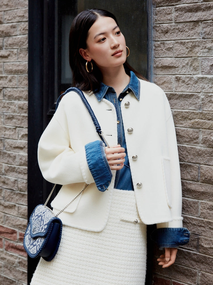 Pure Wool Short Coat | White