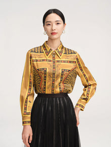 Silky Printed Belted Blouse | Golden