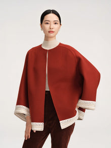 Chinese-Style Wool Jacket | Claret