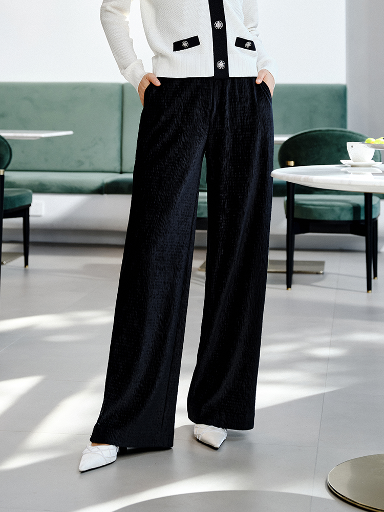 High-Waisted Straight Leg Pants | Black