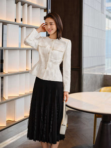 Mulberry Silk Embroidered Jacket | White