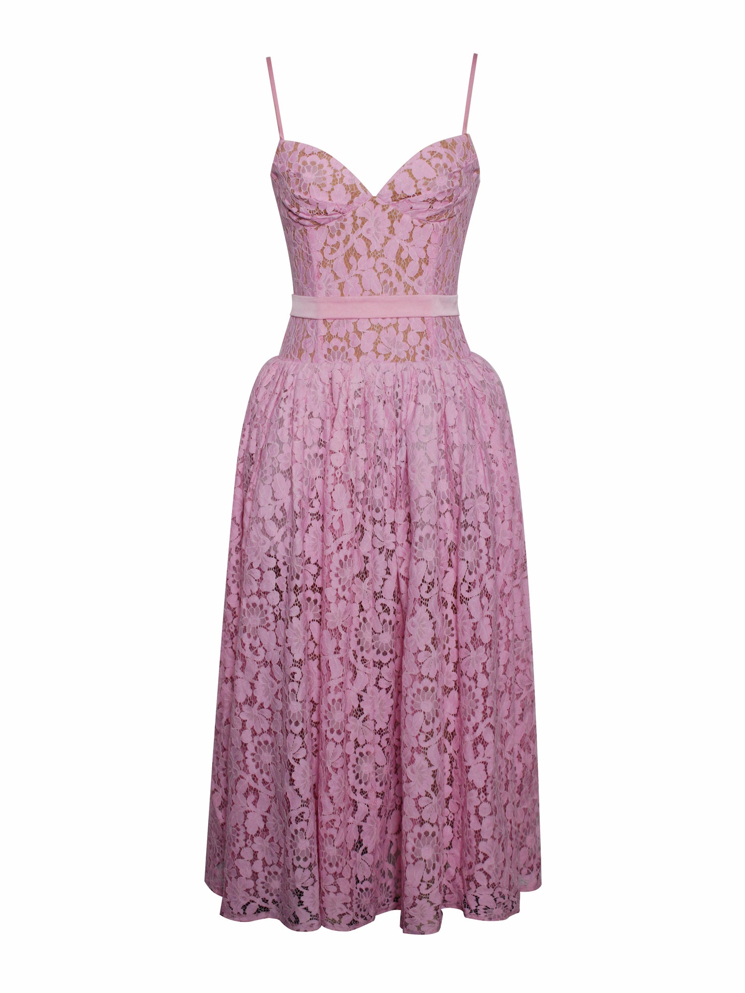 Lorena Lace Drop Waist Midi Sundress | Pink