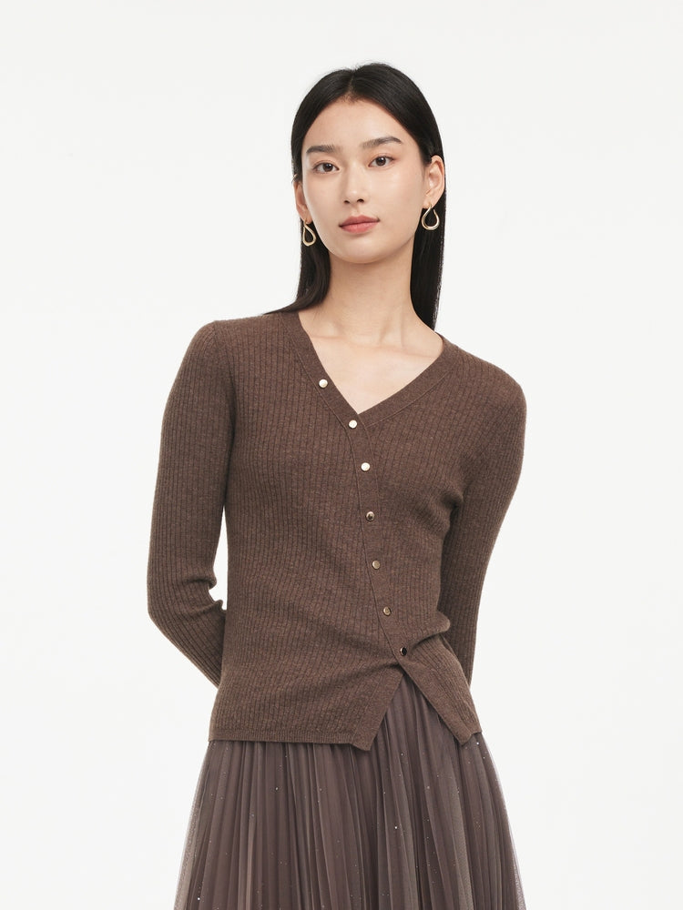 Front Wrapped Knit Top | Brown