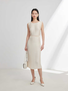 Pleated Dress | Beige