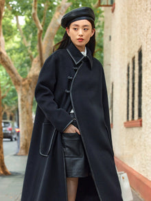 Neo-Chinese Style Wool Coat | Black