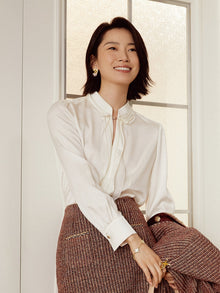 Silk Jacquard Shirt | White