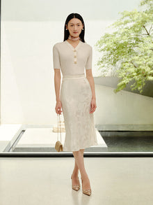 Mermaid Hem Floral Dress | White