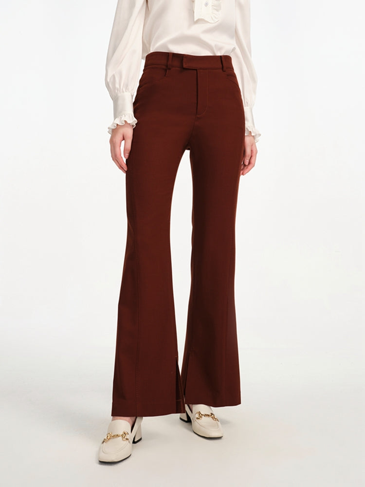 Bootcut Slit-Hem Pants | Brown
