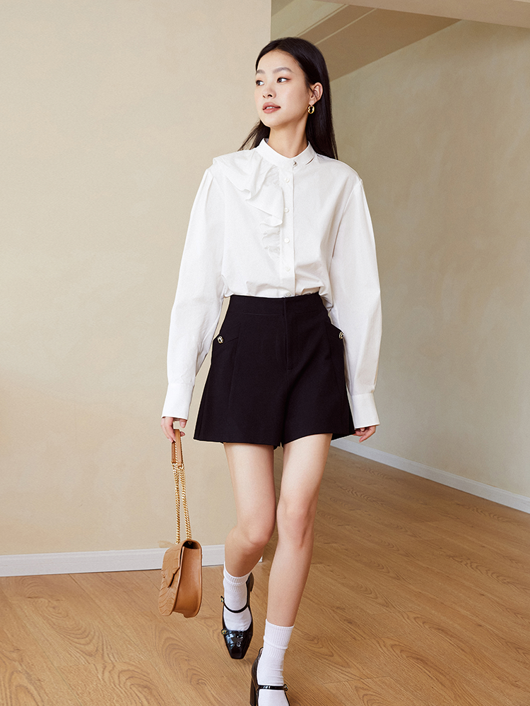 Stand Collar Blouse | White