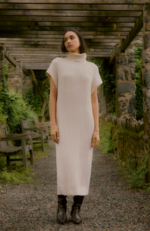 Sleeveless Cable Knit Dress | Ivory