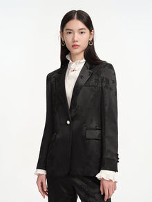 Silky Jacquard Blazer | Black