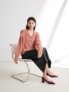 Cable Knit Pullover | Orange