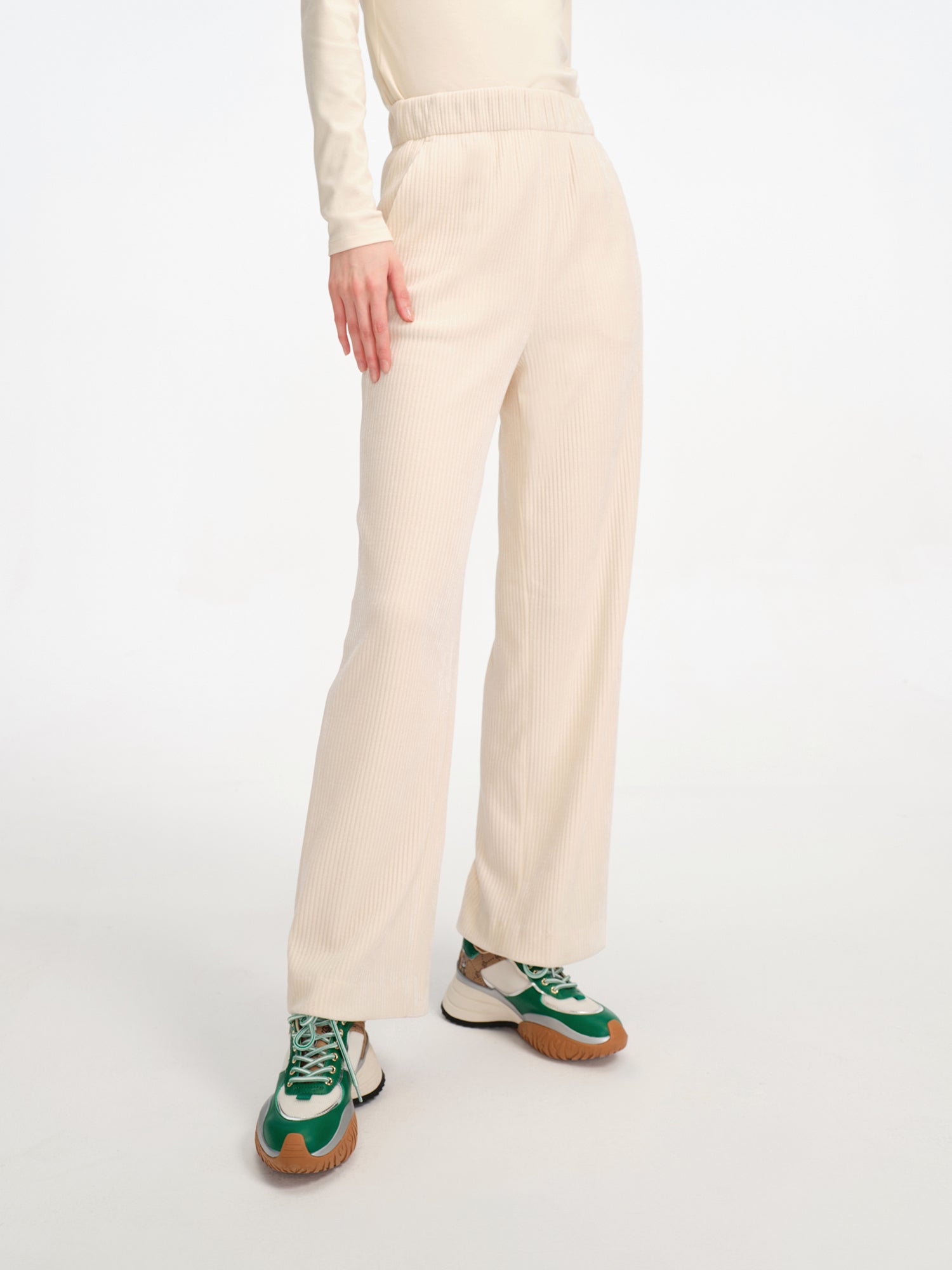 Slim-Cut Casual Track Trousers | Beige
