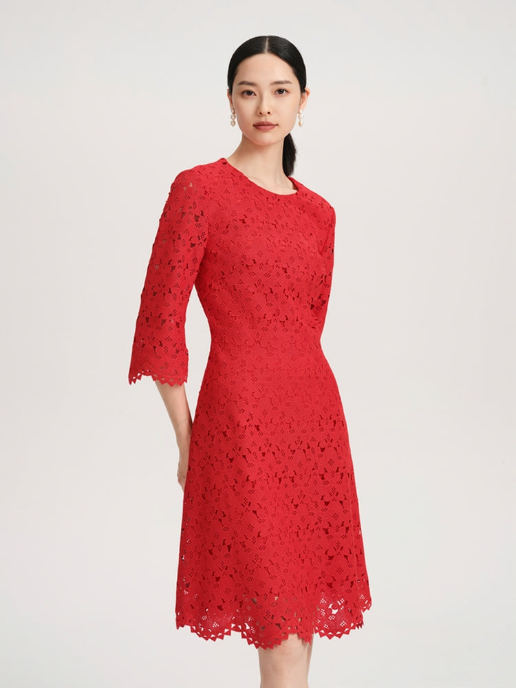 Embroidered Dress | Red