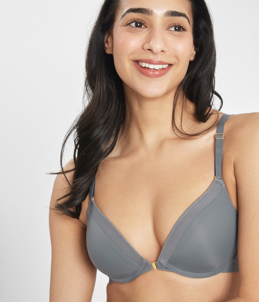 The Front Close No-Wire Bra | Smoke