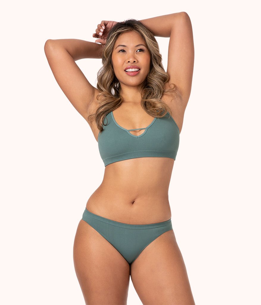 The Skinny Strap Seamless Bralette | Harbor Green