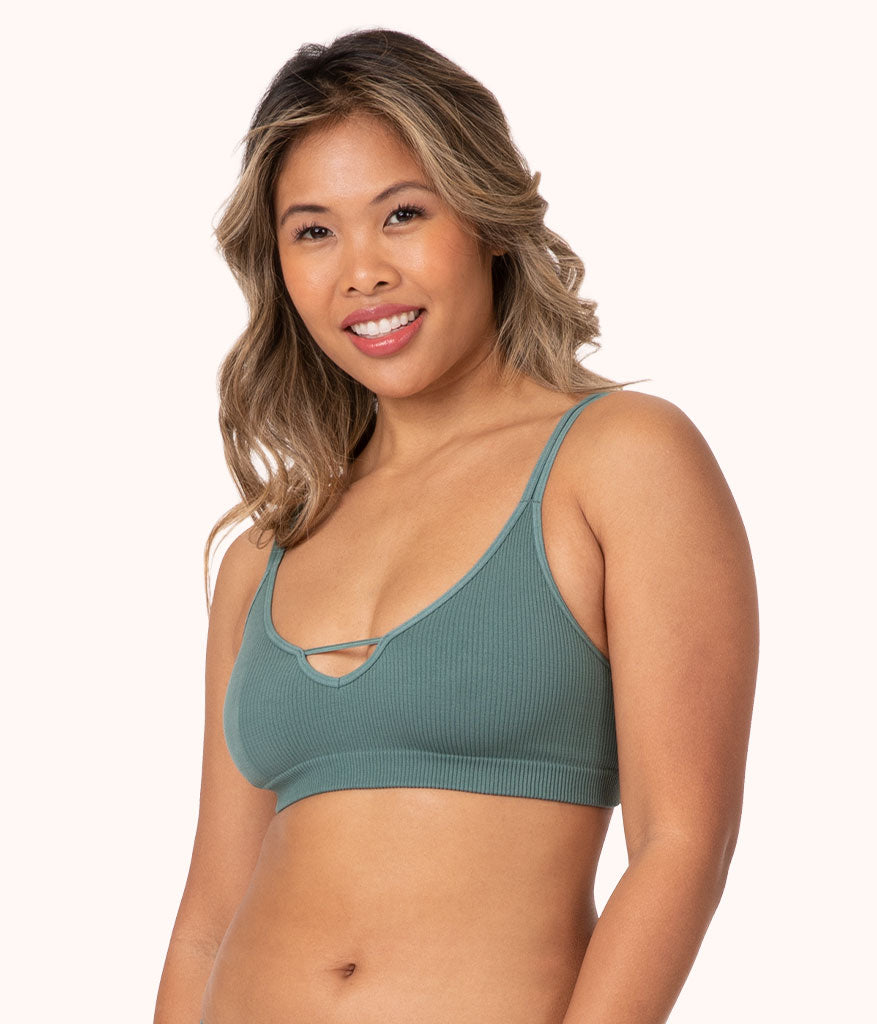 The Skinny Strap Seamless Bralette | Harbor Green