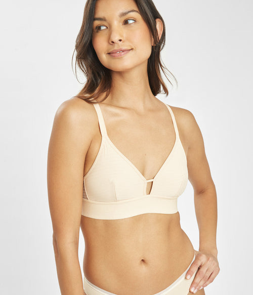 The Mesh Trim Bralette - Toasted Almond
