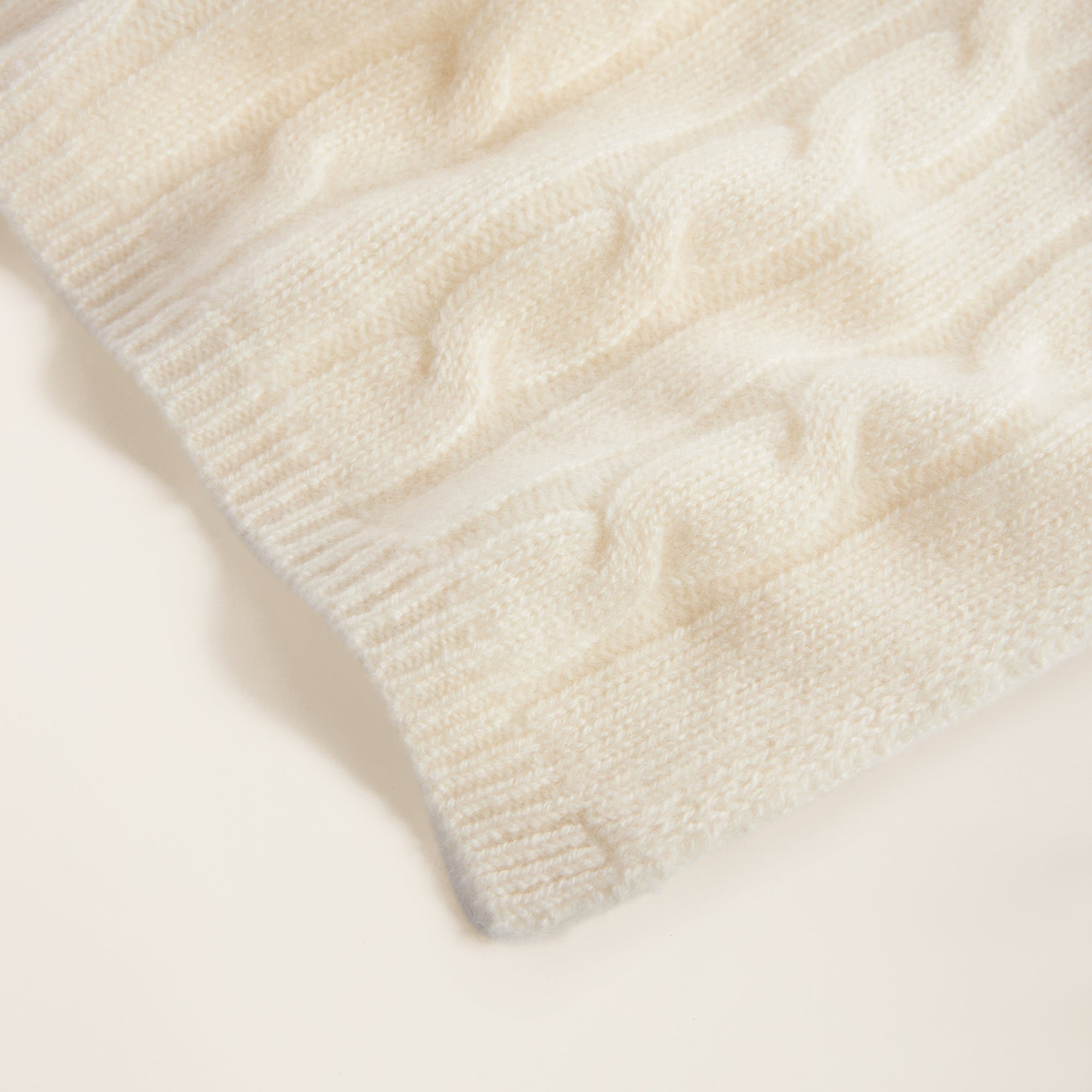 Hallie Cashmere Cable Knit Baby Blanket | Cream