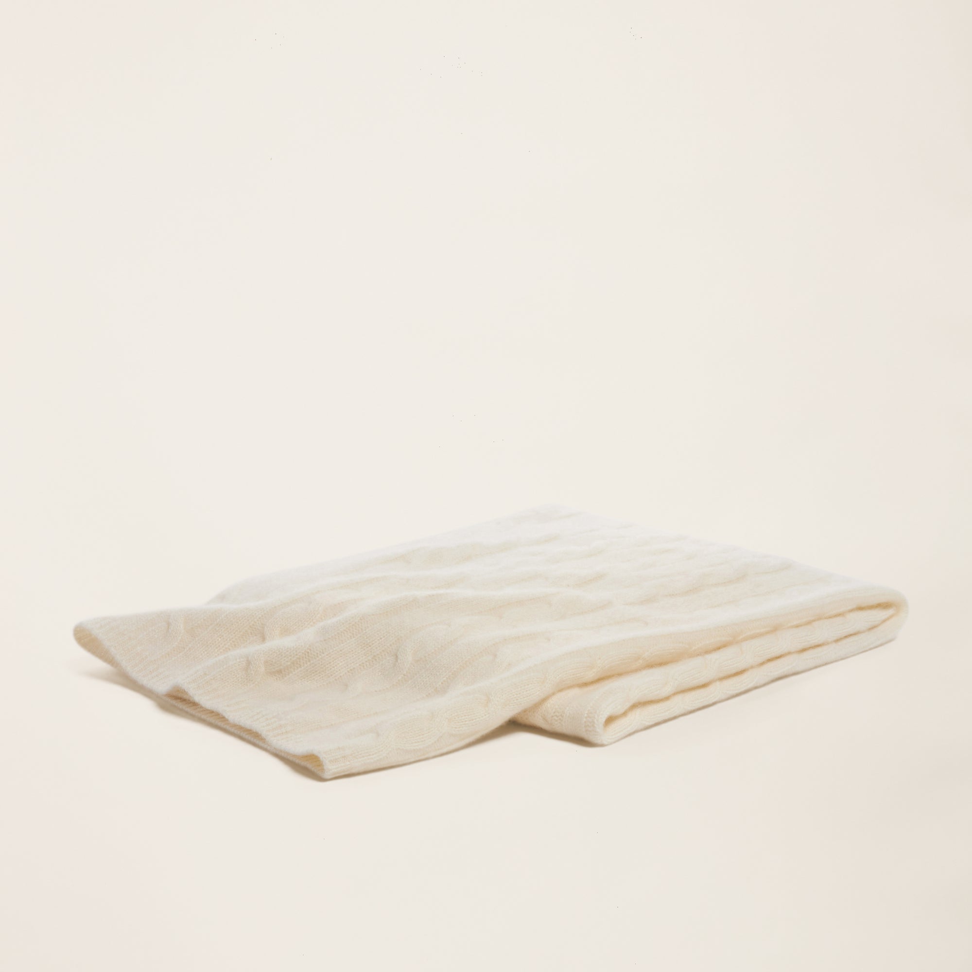 Hallie Cashmere Cable Knit Baby Blanket | Cream