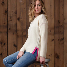 Zoe Sweater | Ivory/Shocking Pink